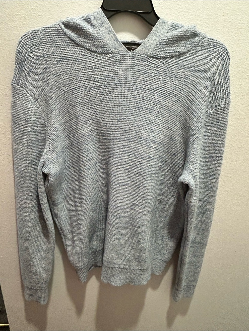 Banana Republic Men's Hooded Knit Sweater - Light Blue Heather